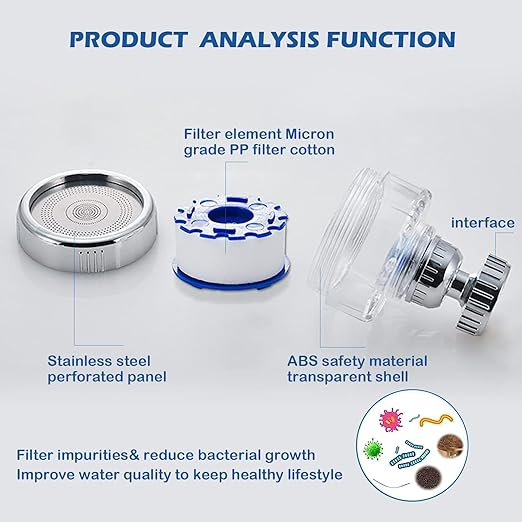 2 Pack Sink Water Filter Faucet: Bathroom Sink Filter - 360° Rotating Faucet Filters Purifier Kitchen Tap Filtration Removes Chlorine Fluoride Heavy Metals Hard Water for Home Bathroom & Kitchen