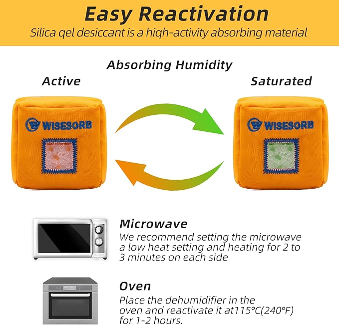 16Pcs 200g Desiccant Dehumidifier Bags, Rechargeable Indicating Silica Gel Beads, Gun Safe Dehumidifier, Desiccant Moisture Absorbers with Visible Window for Storage