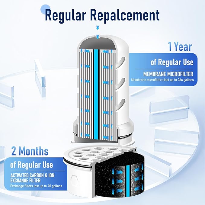 Water Filter Replacement for Lifestraw® Home Dispenser 18 C/Glass Pitcher 7 C/Plastic Pitcher 10 C/Plastic Pitcher 7 C.6 Activated Carbon + Ion Exchange Filter and 1 Membrane Micro Filter (6+1)