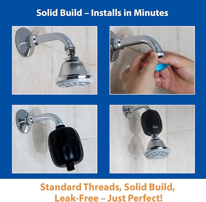 Multi-Stage Shower Head Filter - Hard Water & Limescale Remover | Reduces Chlorine, Heavy Metals, Odors | Softens Hair & Soothes Eczema/Dry Skin | Long-Lasting Easy-Install Cartridge (1 Pack)