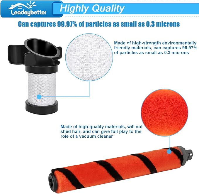 Leadaybetter Vacuum Filters Replacement for Shark ION Flex Duo Clean IF100 IF200 IF201 IF202 IF251 IF252 IF281 IF282 IF285 IR141 IR142 UF280 X30 X40 F60 F80 IC205, Compare to Part #XPREMF100&XPSTMF100