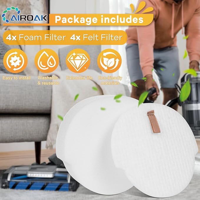 AZ1810 Replacement Filter for Shark Vertex DuoClean Upright Vacuum AZ1810, 4 Felt & 4 Foam Filters