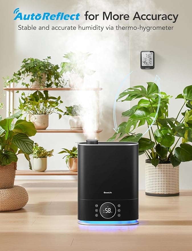 GoveeLife 7L Humidifiers for Bedroom, Smart Top-Fill Cool & Warm Mist Humidifier Large Room, Auto Mode, 70H Quiet Runtime for Baby Plants Nursery, App & Voice Control, RGB Nightlight, Humidity Sensor