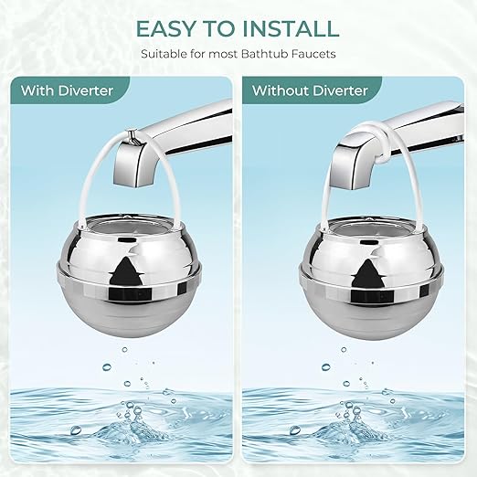 Bath Filter for Tub - 8 Stages Bath Water Filter for Tub Faucet, Hard Water Softener to Remove contaminants, Chlorineand Fluoride, 2,500 Gallons of Filtration, BPA Free (Chrome)