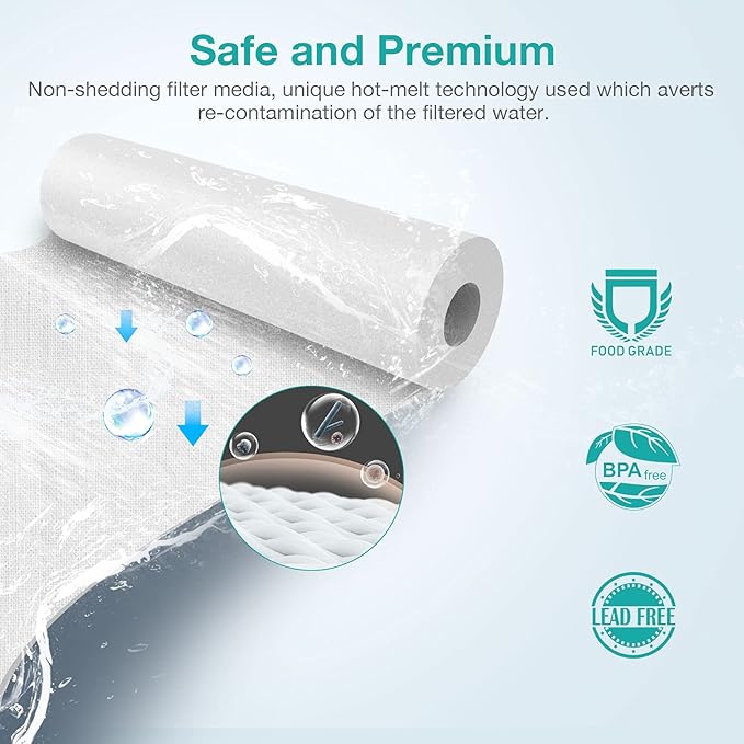 SimPure 5 Micron 10" x 2.5" Whole House Sediment Water Filter Cartridge Replacement for 10 inch RO Unit, Compatible GE FXUSC, Culligan P5, Aqua-Pure AP110, WFPFC5002, CFS110, WHKF-GD05, (Pack of 4)