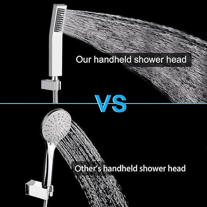 All Metal 12'' Rain/Rainfall Shower Head with Handheld Spray Combo, High-Pressure Square Shower Head with 13'' Extension Arm, Dual Chrome Shower Heads with 78'' Hose, Waterfall Showerhead