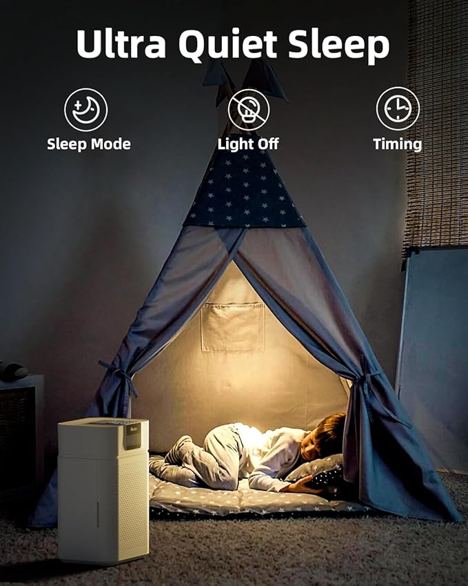 Air Purifier for Home Large Room, VEWIOR HEPA Air Cleaner with Air Quality Light and Essential Diffuser, AUTO Mode, Sleep Mode, Timer, Lock, Cover up to 1800ft² for Wildfire Smoke Dust Pollen