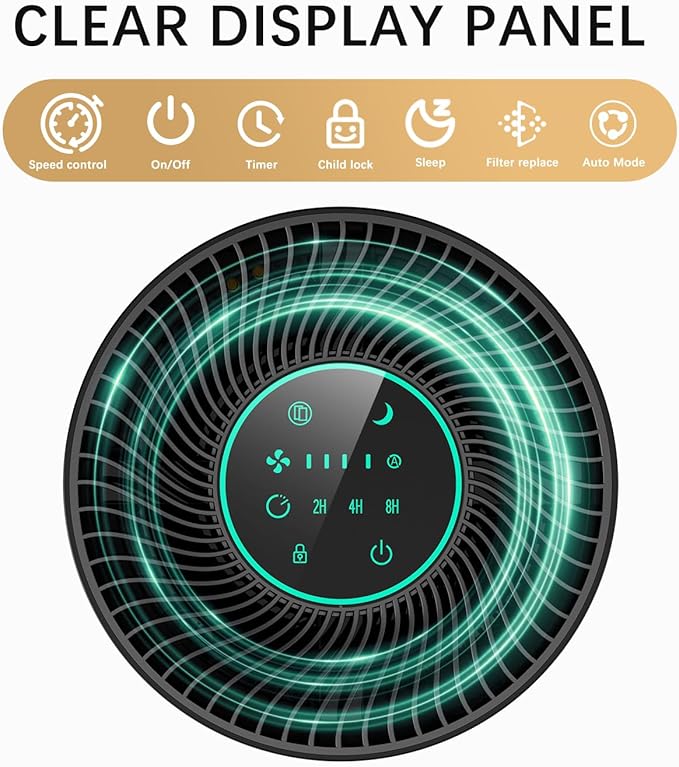 Chuboor Air Purifiers for Home Large Rooms up to 2190ft², H13 True HEPA for Bedroom Dorm Room Pets, kitchen, washroom, with Timer, Auto Mode, Sleep Mode, for Smoke and Dust, Pollen, Odors, PJ01, Black