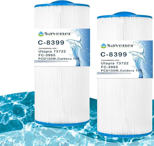 C-8399 Spa Filter Cartridge Replacement for Caldera Utopia 73722,1039607, C-8399, PCD100W, FC-3965, 81004, 100 sq.ft, 2 Pack