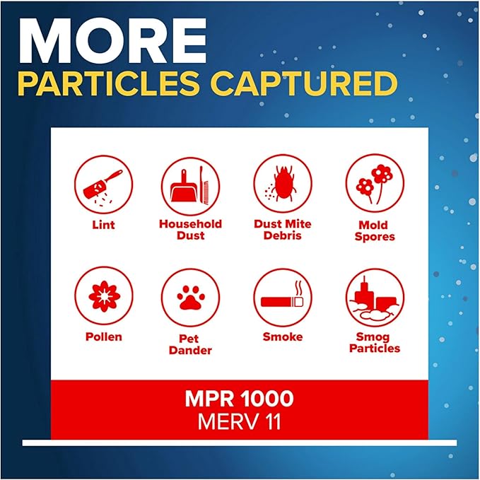 Filtrete 12x12x1 AC Furnace Air Filter, MERV 11, MPR 1000, Micro Allergen Defense, 3-Month Pleated 1-Inch Electrostatic Air Cleaning Filter, 2 Pack (Actual Size 11.81 x 11.81 x 0.81 in)