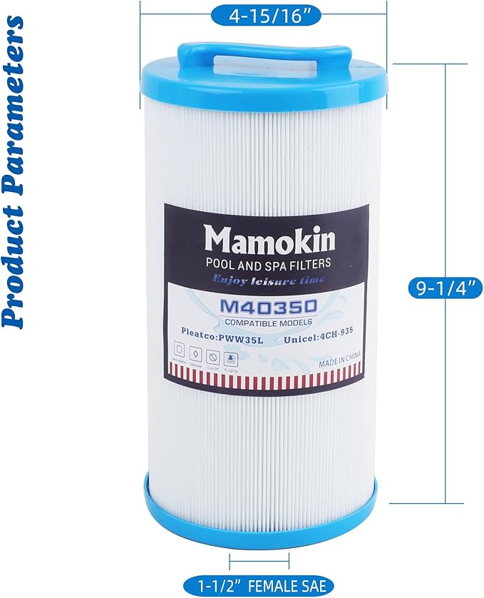 4CH-935 Spa Filter, Replaces for Pleatco PWW35L, SD-01235, Waterway 817-4035, Waterway Teleweir 35 SF, Teleweir| PDC580-AFS | D-01310 | PDY35P3 | 4CH-935RA Hot Tub Filter 2 Pack