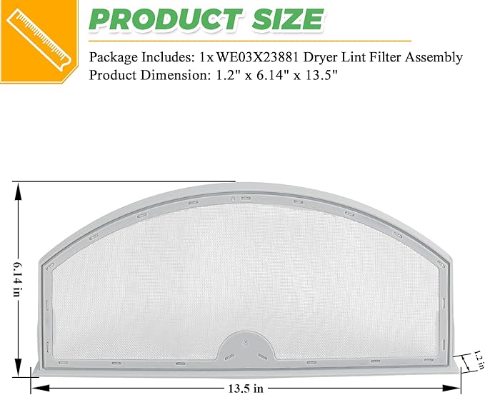GTD42EASJ2WW GTD33EASK0WW GTX22EASK0WW WE03X23881 Dryer Lint Filter Replacement for GE Hotpoint Dryer Filter WE03X23881 StainlessSteel general electric appliances dryer lint filter screen by Techecook