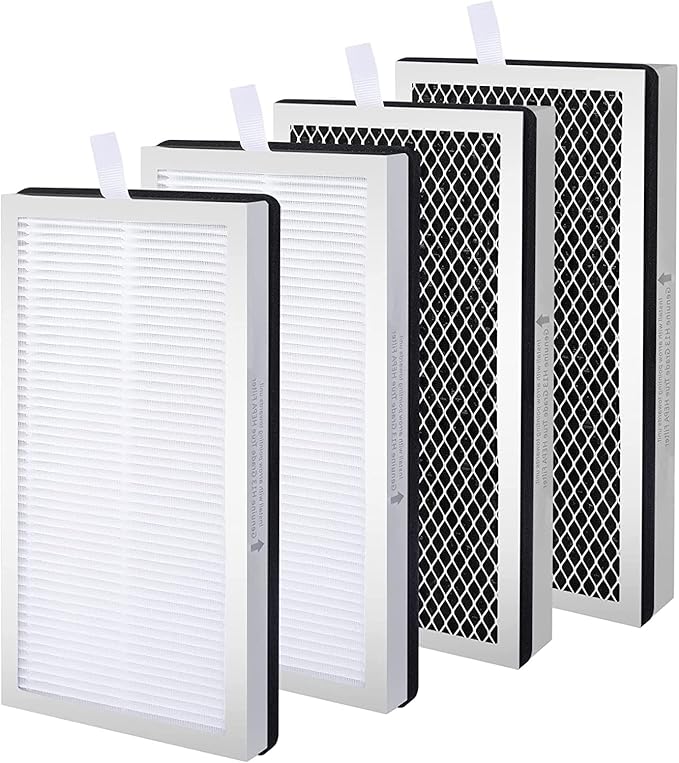 4 Pack Model 15 Replacement Filters Compatible with Air Puri-fier MA Series, H13 True and Activated Carbon, 3 in 1 with Pre-Filter