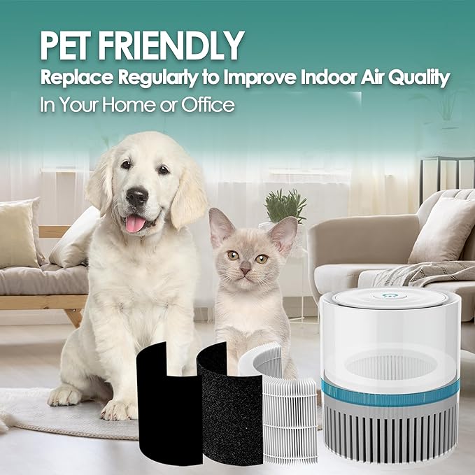 EPI810 Filter Replacement Compatible with Mooka Air Filter Replacement for Mooka Air Purifiers and Koios MEGAWISE Air Purifier with 3-Stage True High-Efficiency and Activated Carbon Filter, 2-Pack