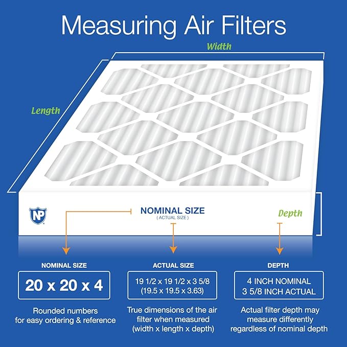 Nordic Pure 20x20x4 (19_1/2 x 19_1/2 x 3_5/8) Pleated MERV 15 Air Filters 2 Pack