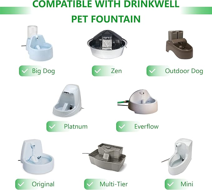 12 Pack Pet Fountain Premium Carbon Replacement Filters Compatible with PetSafe Drinkwell Platinum, Multi-Tier, Everflow, Outdoor Dog Water Dispenser, Dog Cat Water Fountain Charcoal Filters