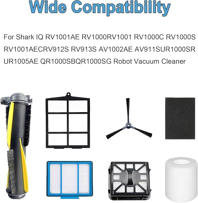 Dhoua Accessories Kit for Shark IQ R101AE (RV1001AE) IQ R101 (RV1001) AV911S EZ AV1010AE IQ Robot Vacuum Cleaner Replacement Parts Pack of Main Brush, Filters, Side Brushes