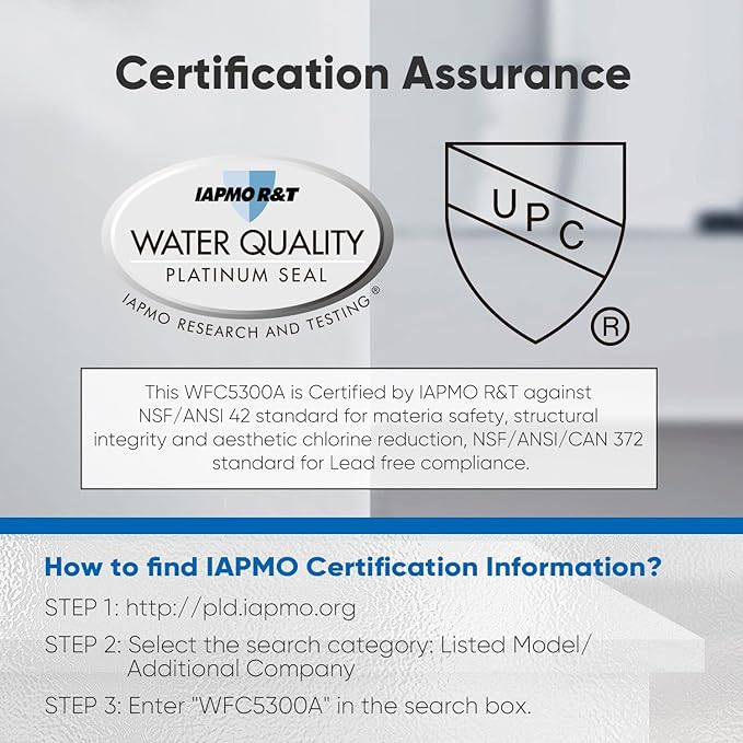 PUREPLUS WFC5300A Under Sink Water Filter, 22000 Gallons, 99.99% Chlorine Reduction, NSF/ANSI Certified, Replacement for WFS5300A Under Counter Water Filtration System