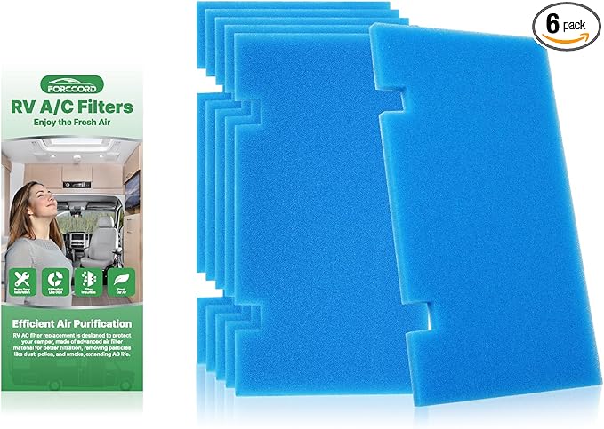 6-PCS RV Air Conditioner Filter RV AC Replacement RV Air Filters 3313107.103,3105012.003 Filters For Dometic Air Grille 14" x 7.5" MERV 6 Air Filters Reusable and Washable