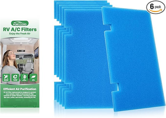 6-PCS RV Air Conditioner Filter RV AC Replacement RV Air Filters 3313107.103,3105012.003 Filters For Dometic Air Grille 14" x 7.5" MERV 6 Air Filters Reusable and Washable