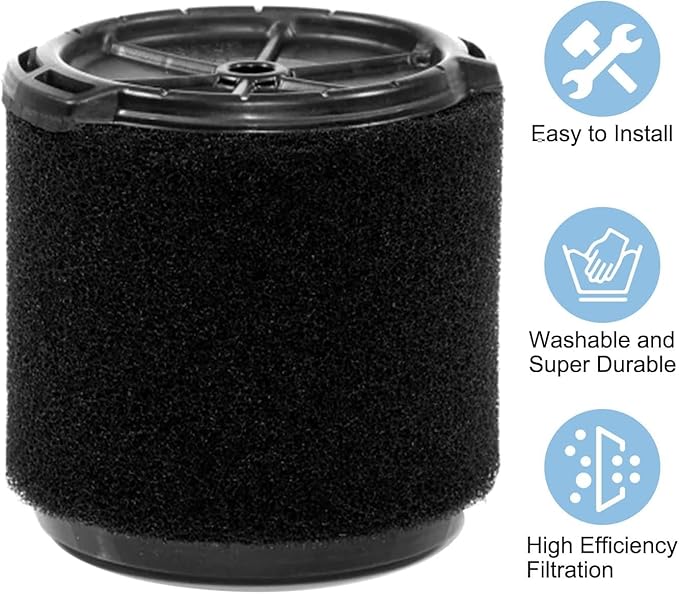 4 Pack VF3700 Filter Compatible with Ridgid Vac 3-4.5 Gallon Vacuum Cleaners, Wet Application Foam Filter Fit WS0301VA WS0400DE WS14045