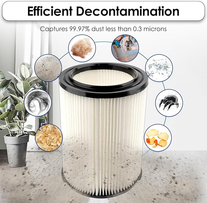 (2 Pack) VF4000 Replacement Cartridge Filter Compatible With RIDGID 72947 Wet dry Vac 5 to 20 Gallon 6-9 Gal Husky Vacuum RV2400A RV2600B WD5500 WD0671 Vac, VF4000 filter 2 Pieces