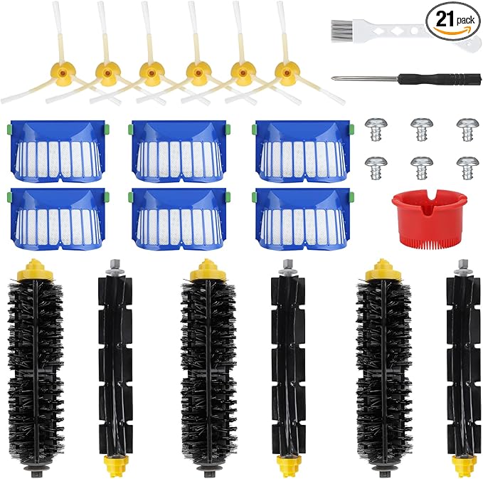21 PCS Accessories for i Robot Roomba 692 694 536 551 552 564 585 589 595 614 618 620 650 651 660 665 680 690 Robot Vacuum, Replacement Parts Main Brush, Side Brush, Filter