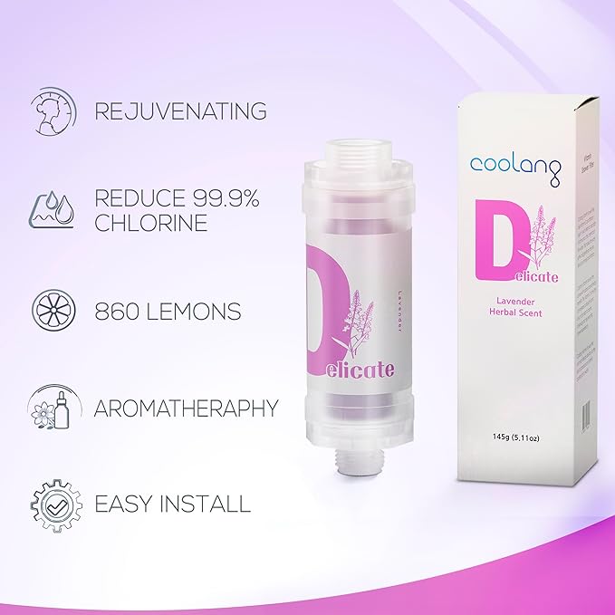 Universal Vita C Shower Filter: Unveil Radiant Skin & Hair with K-Beauty Secrets (Delicate-Lavender)
