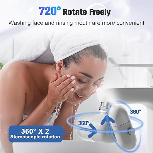 4 Modes Multifunctional Kitchen & Bathroom Water Filter for Sink Faucet with 2pcs Replacement Filters - 99.9% Chlorine Removal-Hard Water Softener- Compatible with Most of Faucet