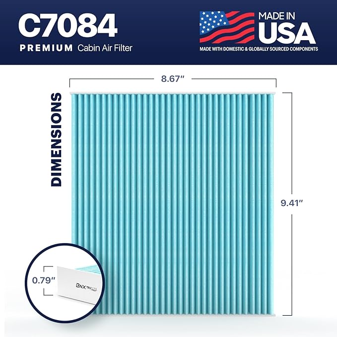 BNX TruFilter C7084 Cabin Air Filter, HEPA 99.97%, Compatible With Jeep Cherokee; Chrysler 200