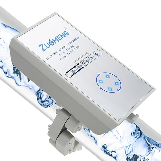 Electronic Water Descaler, Zuomeng Whole House Descaler with High Efficiency in Dissolving Scale for 2000-5000 sq ft Homes, 1.5” Pipes, Water Softener Alternative, No Chemicals, Salt or Filters