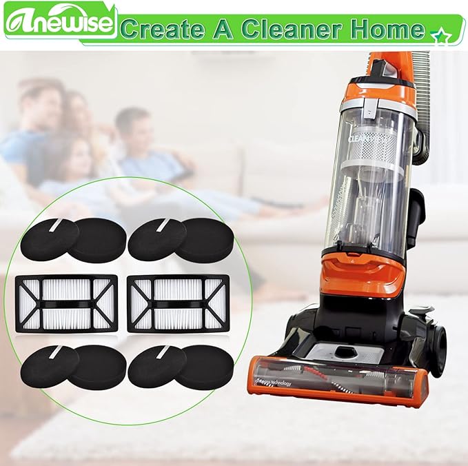 Filter Replacement for Bissell CleanView 2486, 2487, 2488, 2490, 2492, PowerClean 2494 Vacuum, Compare to Part # 1604130, 1601972, 1608225, 2 HEPA +4 Foam & Felt Filters