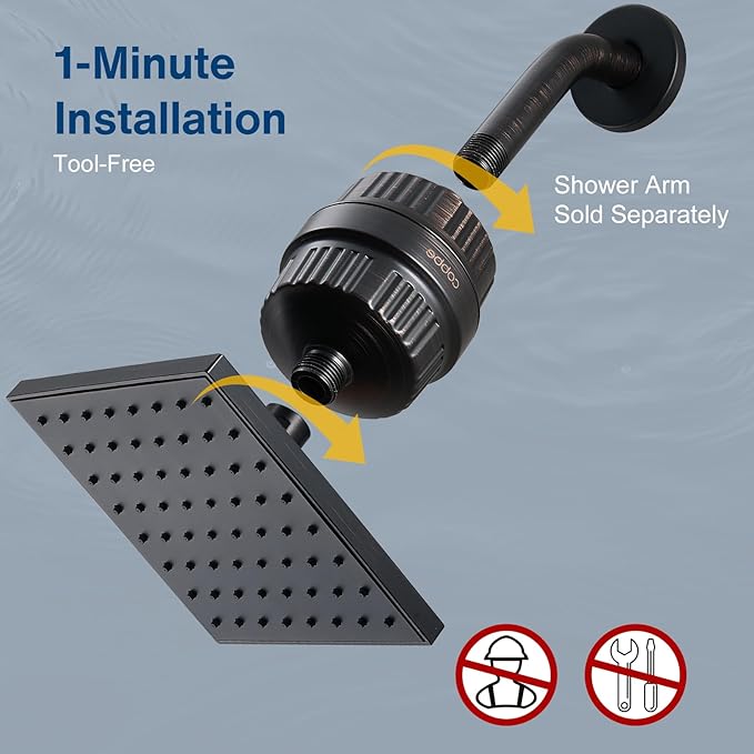 Cobbe High Pressure Filtered Shower Head Combo, Rain Shower Head with 20 Stage Shower Head Filter for Hard Water - Adjustable Replacement Remove Chlorine and Harmful Substances, ORB