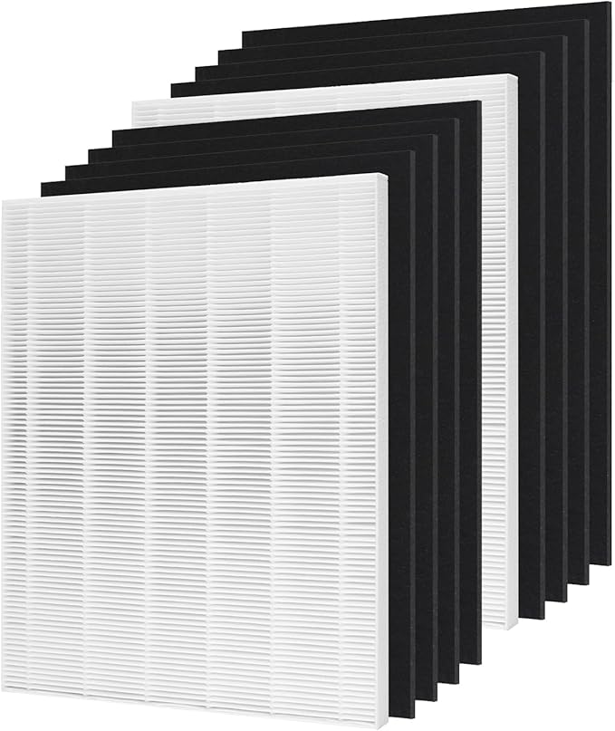D480 True HEPA Replacement Filter D4, Compatible with WIN-IX D480 Air Purifier, Compare to WIN-IX D4 Filter, Item Number 1712-0100-00, 2 H13 True HEPA Filters + 8 Activated Carbon Pre-Filters