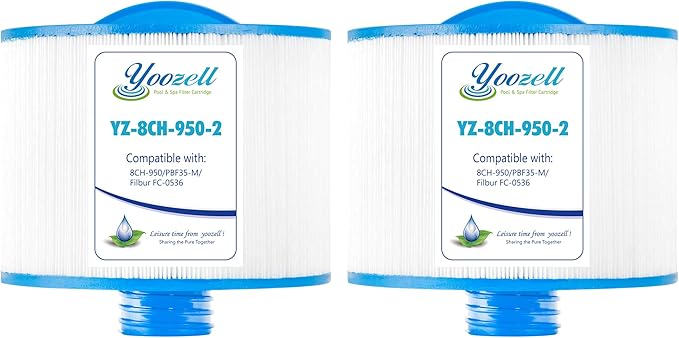8CH-950 Spa Filter Cartridge Replaces for 10-2785 Spa Filter, PBF35, PBF50-F2S, FC-0536, XLS-834, 15052, AK-90311, 50 sq.ft SAE Thread Bull Frog Spa Filter (2pc)