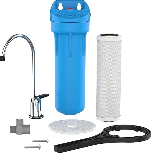 Pentair OMNIFilter CBF3 Water Filtration System, 10" Premium Single-Stage Undersink Filter System, NSF Certified to Reduce PFOA/PFOS, Includes Housing, CB3 Carbon Cartridge and All Hardware