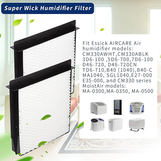 1040 Essick Humidifier Wick Filter for AIRCARE Air Humidifier B23 DP3 B40 B40-C 3D6-100 5D6-700 7D6-100 B23-710 B23-810 D46-720 CM330 500 700 3000 Series Fit MoistAir Models: MA-0300 MA-0500-4 Pack