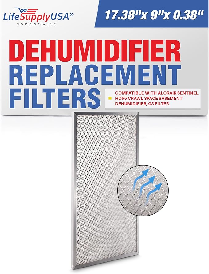 LifeSupplyUSA Filter Replacement Compatible with AlorAir Sentinel HD55 Crawl Space Basement Dehumidifier, G3 Filter