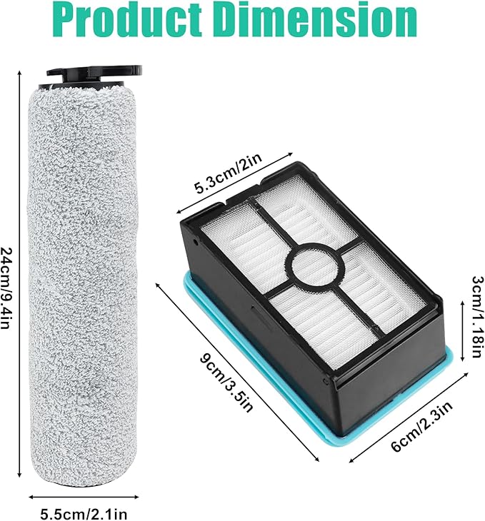 3881 Replacement Roller Brush Filter for Bissell Crosswave HF2/3845N/3831 Floor Scrubber Vacuum, for Bissell Crosswave Replacement Parts, 2 Roller Brush Replacement 2 HEPA Filter
