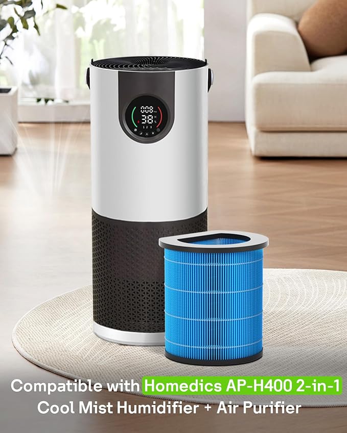 AP-H400 Humidifier Wick Replacement Filter Compatible with Homedics 2-in-1 Cool Mist Humidifier & Air Puri-fier, Effectively Capture Particles & Minerals, 1 Pack