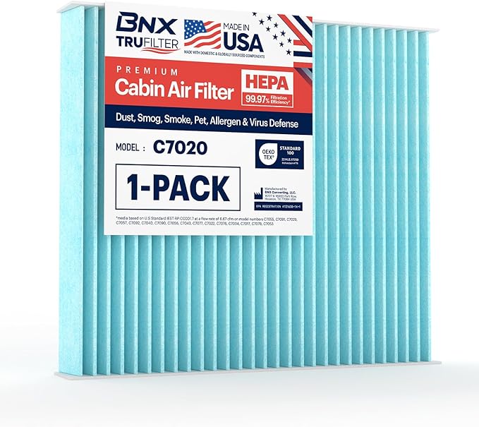 BNX TruFilter C7020 Cabin Air Filter, HEPA 99.97%, Compatible With Kia Soul