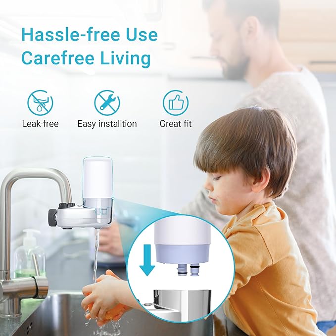 AQUA CREST Alkaline Faucet Water Filter, Replacement for Brita® Filter, Increase PH, Brita® Filter Replacement, 36311 On Tap Water Filtration System, FR-200, FF-100, 3 Packs