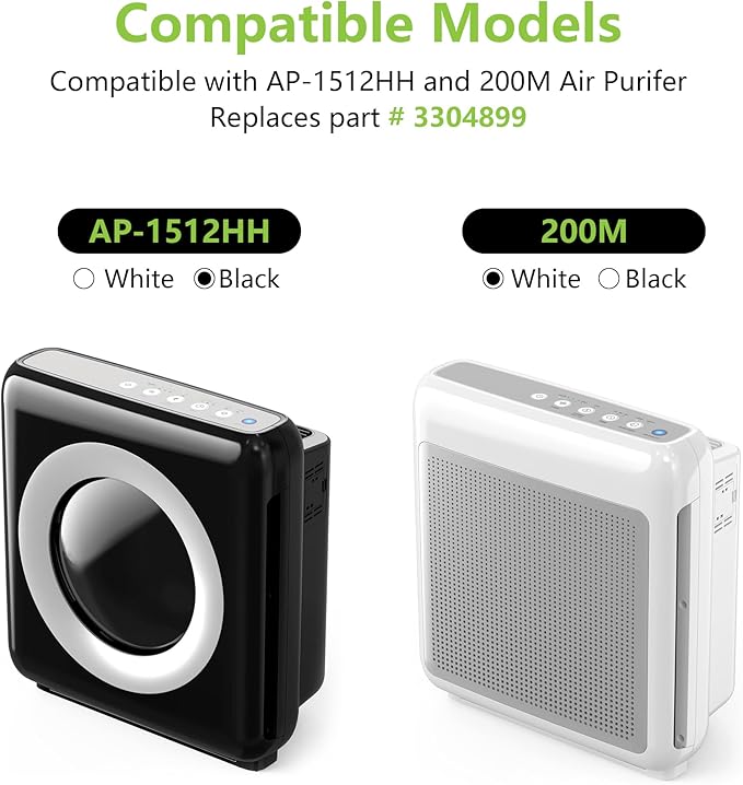 Enhanced AP-1512HH Air Purifier Replacement Filter for Coway Airmega AP-1512HH and Airmega 200M air Purifier, True HEPA Activated Carbon Filter, Compared to Part #3304899, 2 Pack