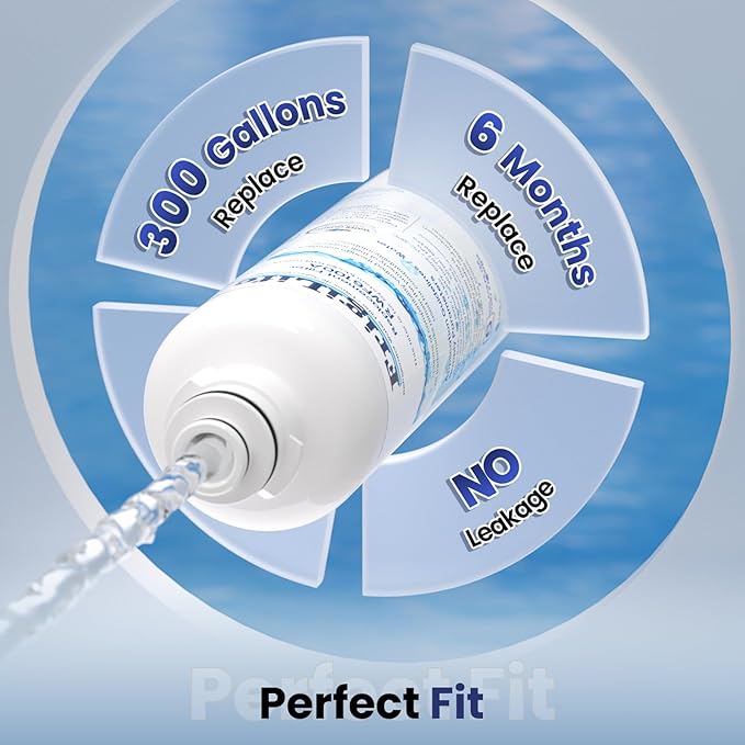 RWF6100A Refrigerator Water Filter Replacement For Bosch Ultra Clarity Pro BORPLFTR50, BORPLFTR55, 12033030, 12028325, 11025825, 11032531, B36CT80SNS, B36CL80ENS, WFC100MF, 3PACK