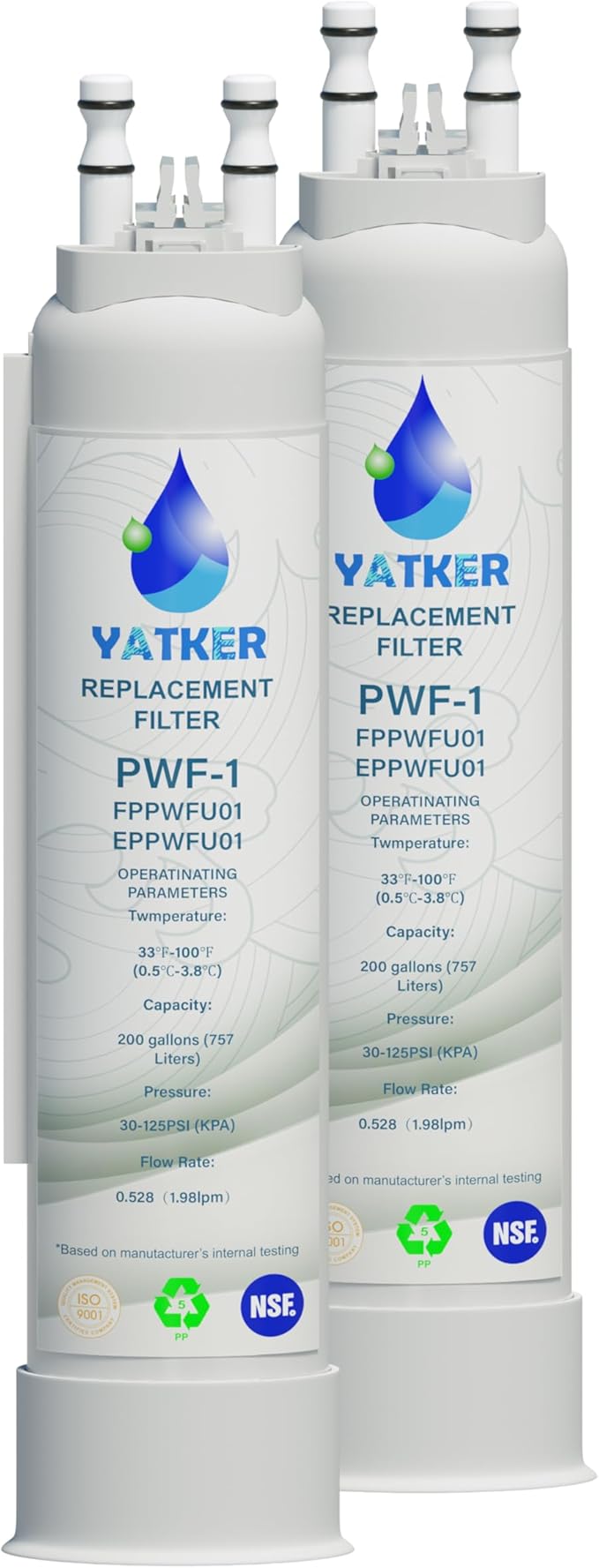 FPPWFU01 Water Filter Replacement, Compatible With Electrolux EPPWFU01 PureAdvantage PWF-1, Frigidaire FPPWFU01 PurePour PWF-1, 2 Pack