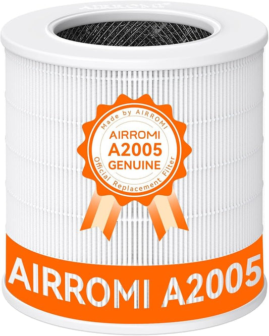 AIRROMI A2005 HEPA Air Purifier Replacement Filter, 3-In-1 Original Filter, Remove 99.97% of 0.3 Micron Particle 1 Pack White Activated Carbon 1Pack