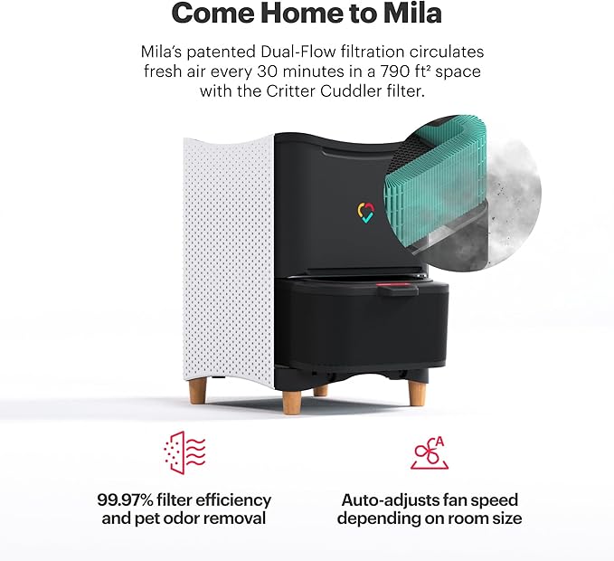 Mila Air Authentic Critter Cuddler H13 HEPA & Carbon Home Replacement Filter, Genuine Mila Air Filter, Reduces Pet Odors, Removes Dust & Pet Dander, Ideal for Large Room or Bedroom