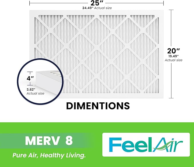 Air Filters 20x25x4 MERV 8, MPR 600, Air Filter (4 Pack)