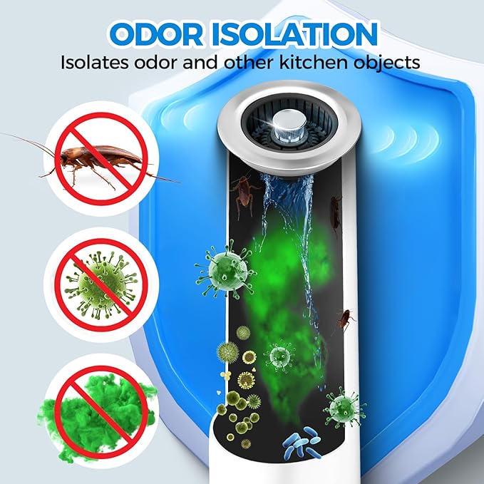 Kitchen Sink Drain Strainer - 2Pack Sink Stopper, Drain Protector, Kitchen Drain Plug & Sink Installation Parts with Anti-Clogging Basket, Fit US Standard 3-1/2'' Sink Drain Hole, Silver Black