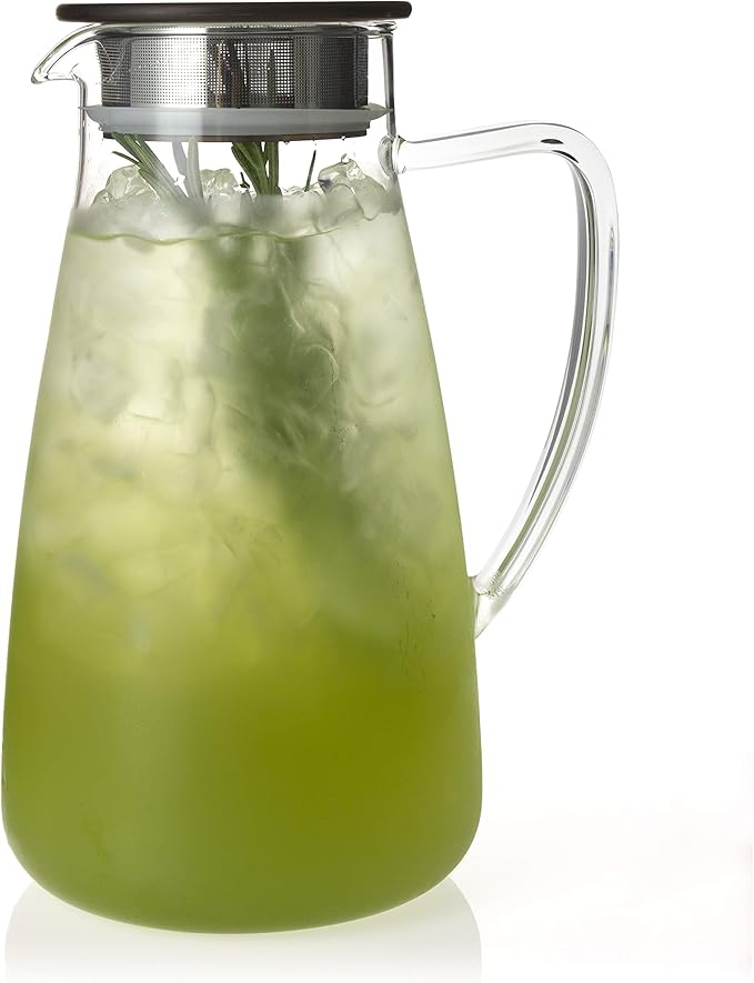 FORLIFE Flask Glass Iced Tea Jug, 64 oz, Charcoal